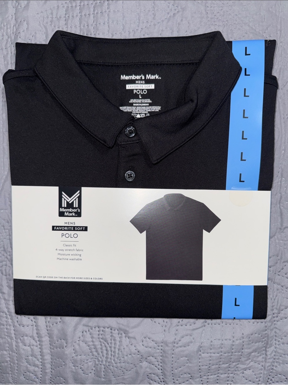 Member's Mark Men's Black Polo — Favorite Soft Classic Fit L